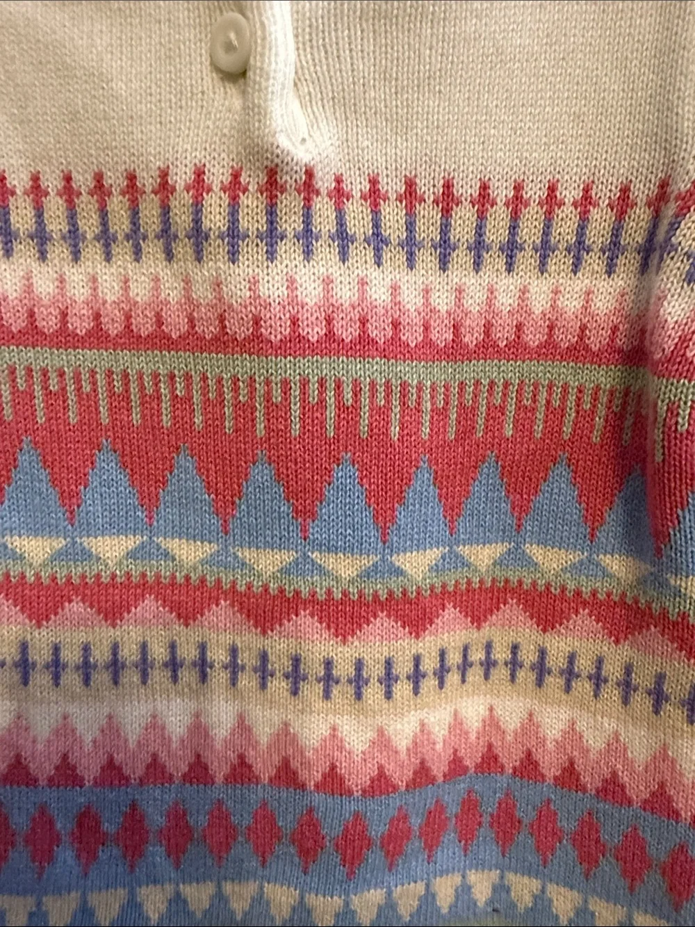 Gymboree Cream Fair Isle Sweater Dress with Pink & Blue Accents